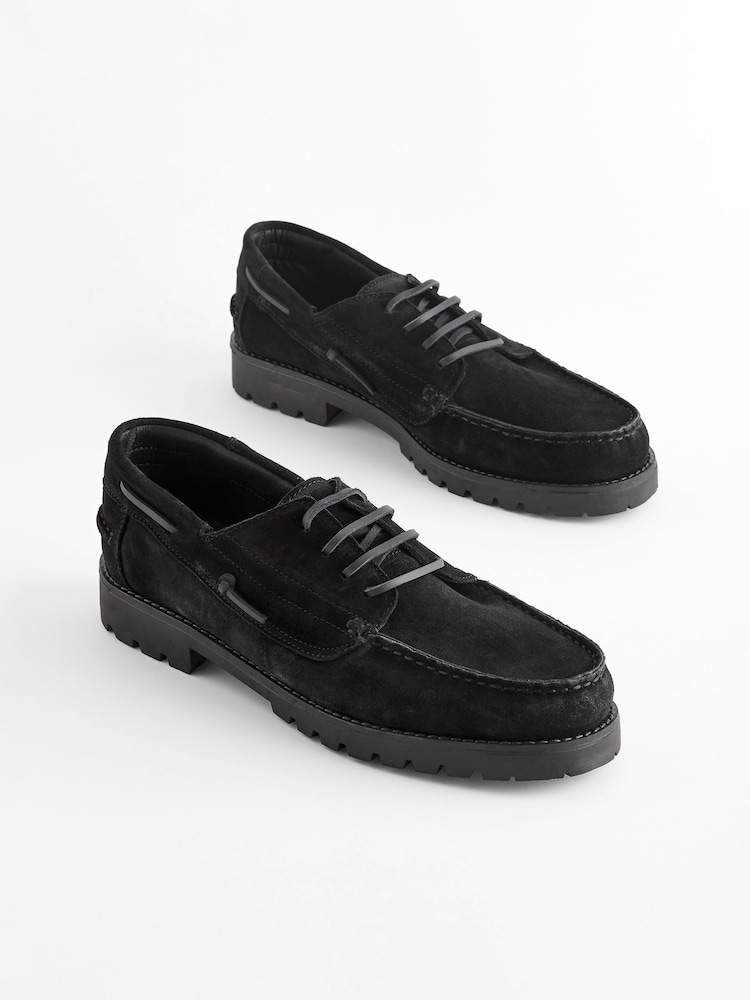 Black Leather Boat Shoes - Image 1 of 4