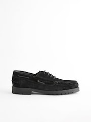 Black Leather Boat Shoes - Image 2 of 4