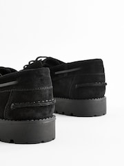 Black Leather Boat Shoes - Image 3 of 4