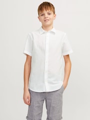 JACK & JONES JUNIOR Linen Blend Short Sleeve White Shirt - Image 1 of 7