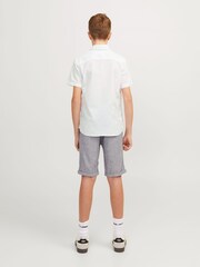 JACK & JONES JUNIOR Linen Blend Short Sleeve White Shirt - Image 2 of 7