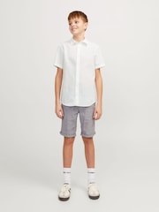 JACK & JONES JUNIOR Linen Blend Short Sleeve White Shirt - Image 3 of 7