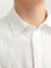 JACK & JONES JUNIOR Linen Blend Short Sleeve White Shirt - Image 5 of 7