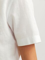 JACK & JONES JUNIOR Linen Blend Short Sleeve White Shirt - Image 6 of 7