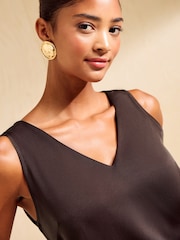 Friends Like These Chocolate Brown V-Neck Vest Top - Image 2 of 5