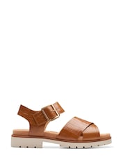 Clarks Brown Interest Orinoco Cross Sandals - Image 1 of 6