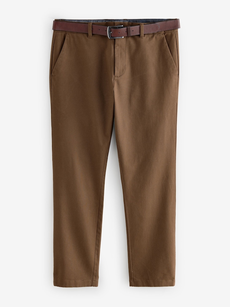 Lichtbruin - Slim Fit - Zachte chino met print en riem - Image 7 of 11