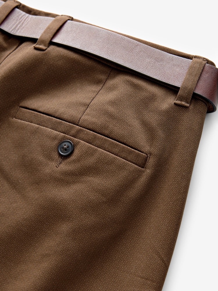Lichtbruin - Slim Fit - Zachte chino met print en riem - Image 8 of 11