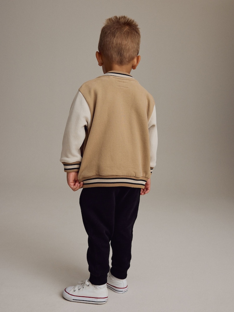Tan Brown Badged Jersey Bomber And Joggers Set (3mths-7yrs) - Image 2 of 8