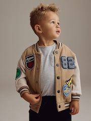 Tan Brown Badged Jersey Bomber And Joggers Set (3mths-7yrs) - Image 3 of 8