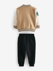 Tan Brown Badged Jersey Bomber And Joggers Set (3mths-7yrs) - Image 6 of 8