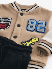 Tan Brown Badged Jersey Bomber And Joggers Set (3mths-7yrs) - Image 7 of 8