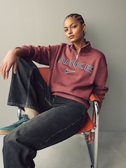 Nike Burgundy Red Phoenix Fleece Varsity Over-Oversized Logo Quarter-Zip Sweatshirt - Image 1 of 8