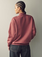 Nike Burgundy Red Phoenix Fleece Varsity Over-Oversized Logo Quarter-Zip Sweatshirt - Image 6 of 8