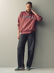 Nike Burgundy Red Phoenix Fleece Varsity Over-Oversized Logo Quarter-Zip Sweatshirt - Image 7 of 8