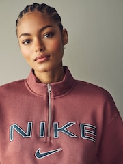 Nike Burgundy Red Phoenix Fleece Varsity Over-Oversized Logo Quarter-Zip Sweatshirt - Image 8 of 8