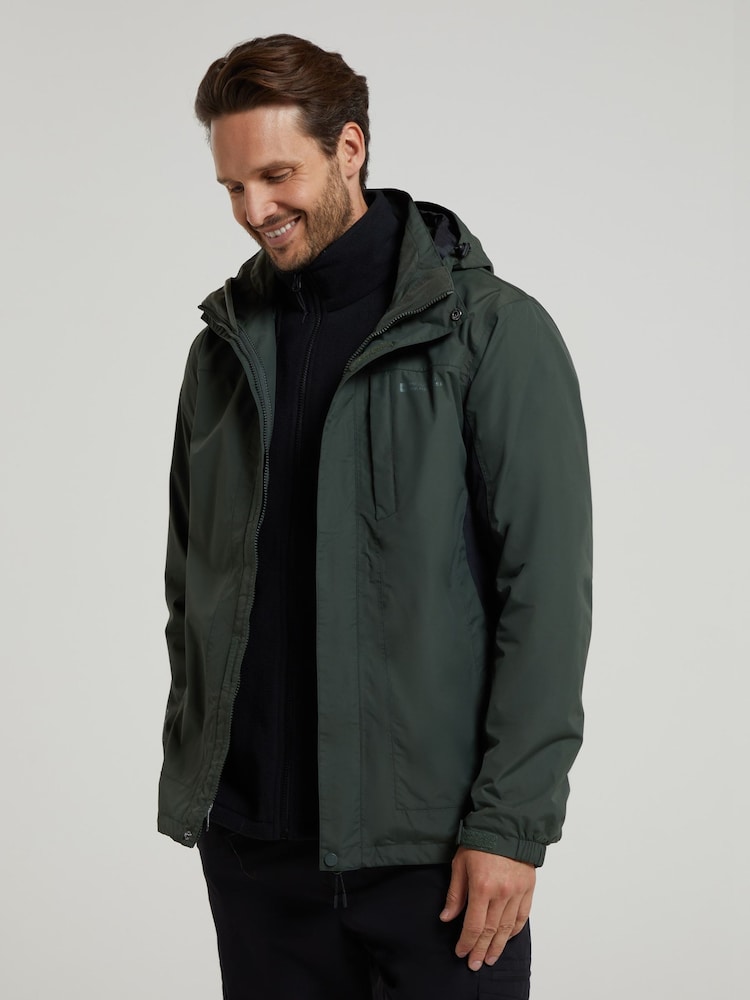 Verde - Mountain Warehouse Thunderstorm Mens Waterproof 3-In-1 Jacket - Imagen 1 de 5