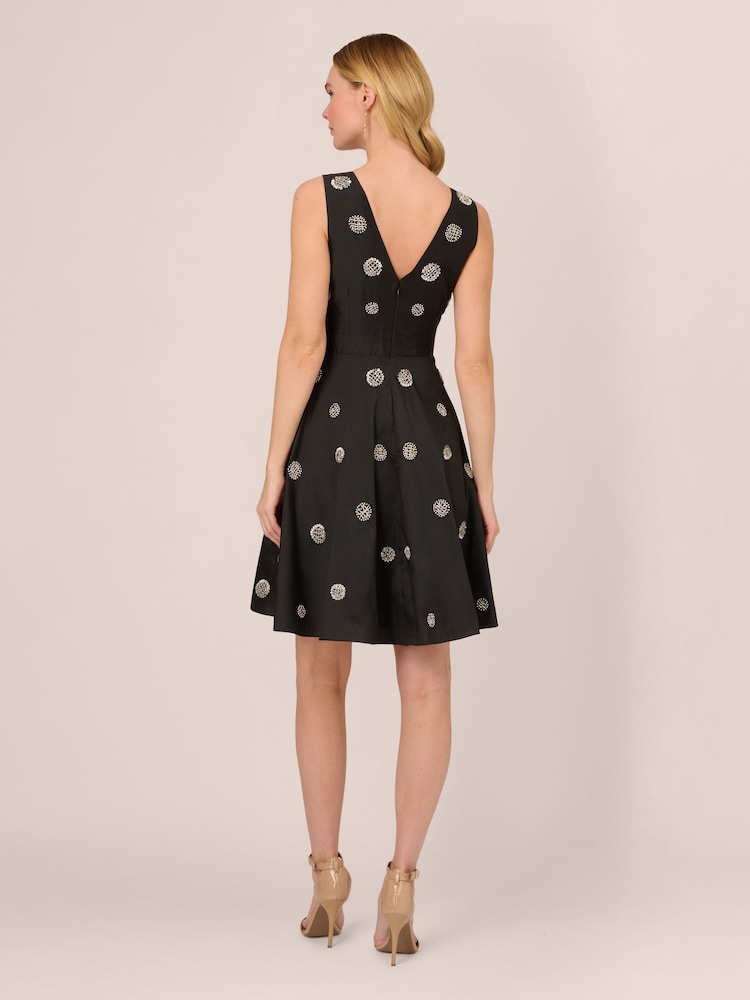 Adrianna Papell Bead Taffeta Fit Flare Black Dress - Image 2 of 7