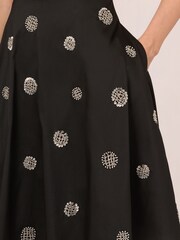 Adrianna Papell Bead Taffeta Fit Flare Black Dress - Image 5 of 7