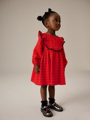 Red Grid Check Ruffle Dress (3mths-10yrs) - Image 2 of 8