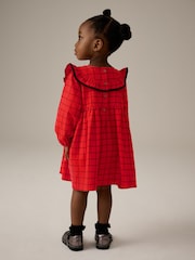 Red Grid Check Ruffle Dress (3mths-10yrs) - Image 4 of 8