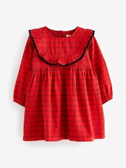 Red Grid Check Ruffle Dress (3mths-10yrs) - Image 6 of 8