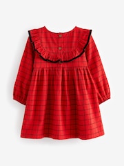Red Grid Check Ruffle Dress (3mths-10yrs) - Image 7 of 8