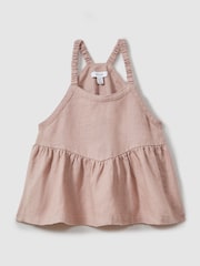 Reiss Pink Dani 9-13 yrs Linen Peplum Top - Image 2 of 4