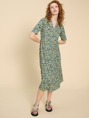 White Stuff Green Naya Jersey Dress - Image 3 of 7