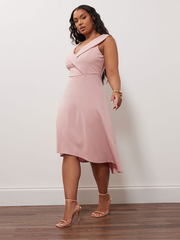 Buy Yours Curve Pink London Tuxedo High Low Dress from Next USA Buy Yours Curve Pink London Tuxedo High Low Dress from Next USA