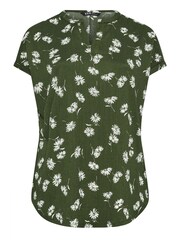 Yours Curve Green Abstract Print Textured Notch Neck Top - Image 5 of 5