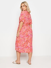 Yours Curve Pink YOURS Curve Pink Abstract Print Midi Dress - Image 4 of 5