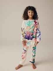 Cream/Pink/Green 100% Cotton Reindeer Christmas Joggers (3-16yrs) - Image 1 of 14