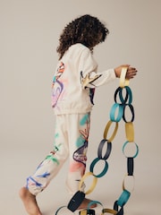 Cream/Pink/Green 100% Cotton Reindeer Christmas Joggers (3-16yrs) - Image 8 of 14