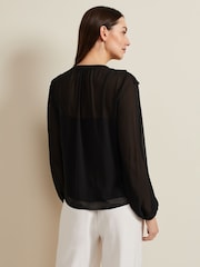 Phase Eight Black Ruffle Ivana Blouse - Image 2 of 7