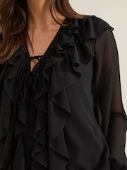 Phase Eight Black Ruffle Ivana Blouse - Image 5 of 7