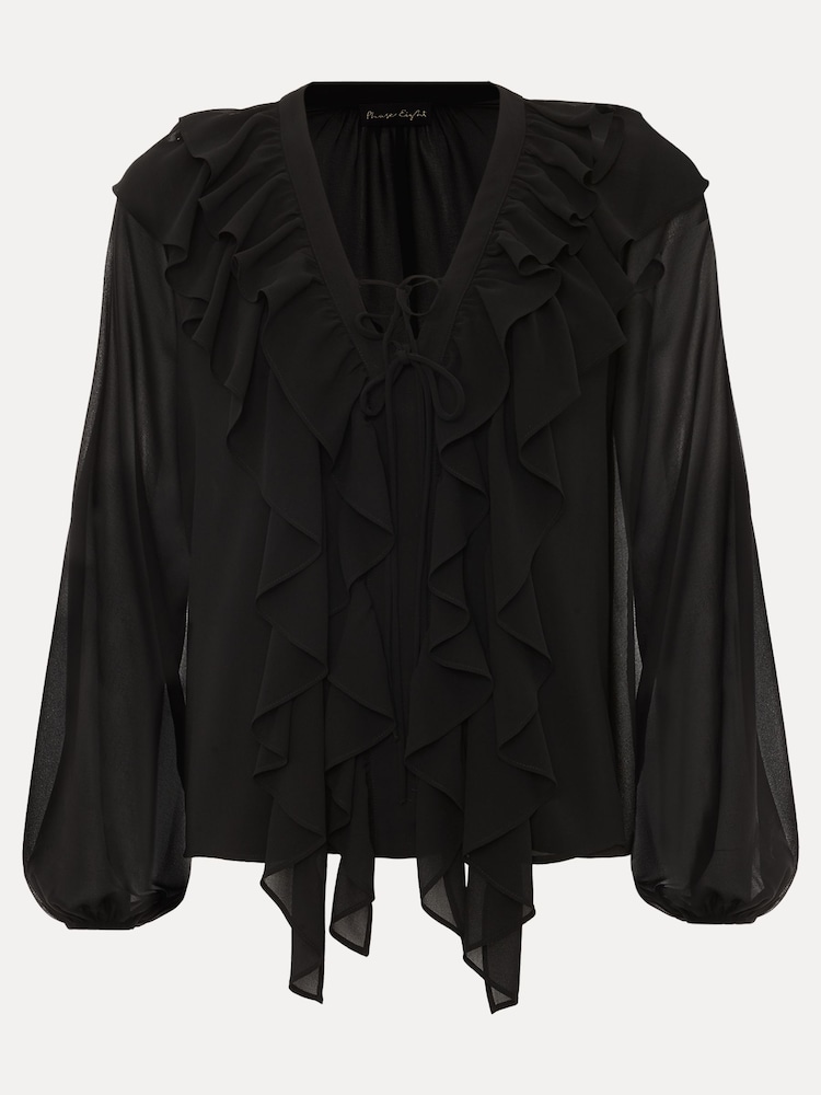 Phase Eight Black Ruffle Ivana Blouse - Image 7 of 7