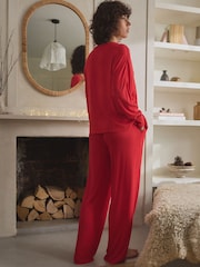 Red Ribbed Long Sleeve Pyjamas - Image 3 of 12
