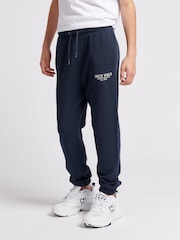 Jack Wills Blue Dark Boys 100% Cotton Graphic Haydor Joggers - Image 2 of 7