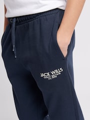 Jack Wills Blue Dark Boys 100% Cotton Graphic Haydor Joggers - Image 3 of 7