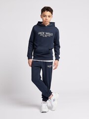 Jack Wills Blue Dark Boys 100% Cotton Graphic Haydor Joggers - Image 4 of 7