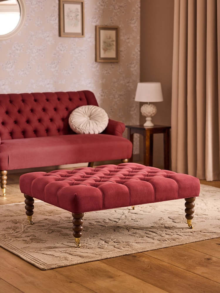 Laura Ashley Launton Rosewood Red Ropsley Footstool - Image 1 of 7