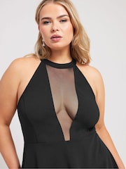 Yours Curve Black Choker Peplum Blouses - Image 2 of 5