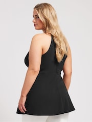Yours Curve Black Choker Peplum Blouses - Image 3 of 5