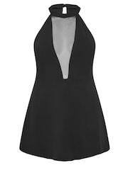 Yours Curve Black Choker Peplum Blouses - Image 5 of 5