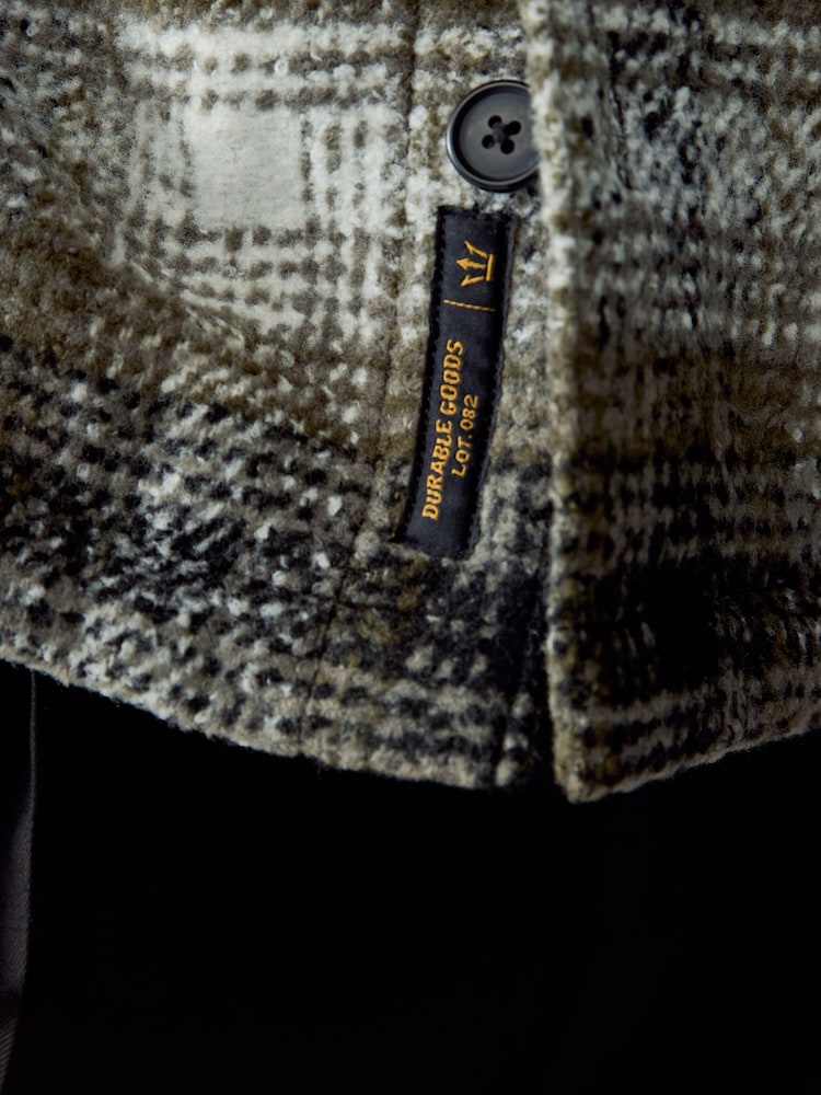 Green Check Hooded Borg Lined Shacket - Image 5 of 9