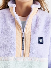 Harper & Lewis Purple Yves 1/4 Zip Sherpa Fleece - Image 3 of 7