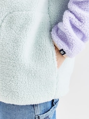 Harper & Lewis Purple Yves 1/4 Zip Sherpa Fleece - Image 4 of 7