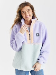 Harper & Lewis Purple Yves 1/4 Zip Sherpa Fleece - Image 5 of 7
