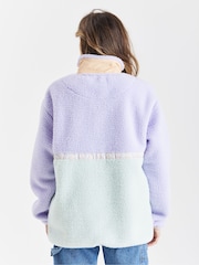 Harper & Lewis Purple Yves 1/4 Zip Sherpa Fleece - Image 6 of 7